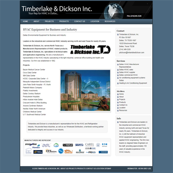 Timberlake & Dickson, Inc.serves North Texas as a Manufacturers Representative of HVAC related products.